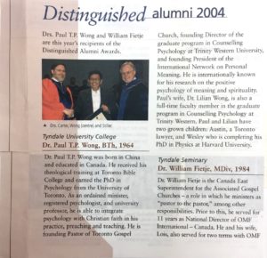 Report on Distinguished Alumni for Tyndale.